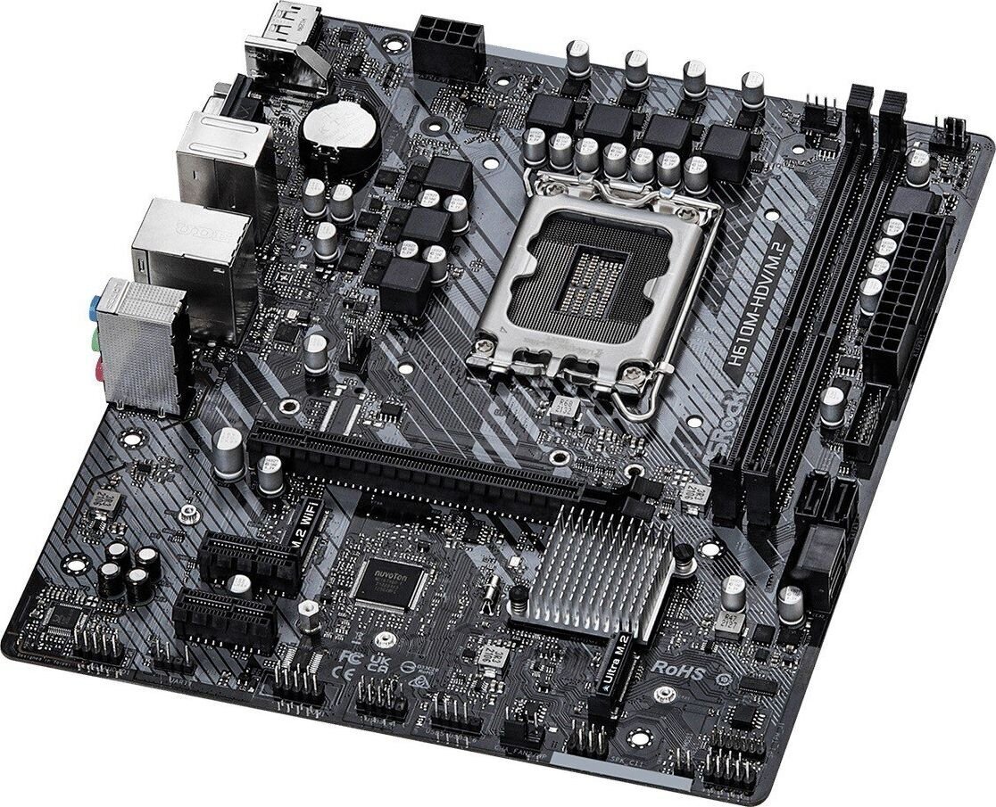 Mainboard|ASROCK|Intel H610|LGA1700|MicroATX|Memory DDR4|Memory slots 2|2xPCI-Express 3.0 1x|1xPCI-Express 4.0 16x|1xM.2|1x15pin D-sub|1xHDMI|1xDispla kaina ir informacija | Pagrindinės plokštės | pigu.lt