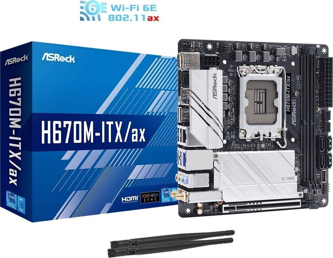 ASRock H670M-ITX/ax цена и информация | Pagrindinės plokštės | pigu.lt