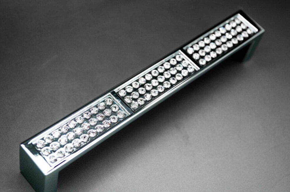 Rankena, metalinė, krištolinė, Diamond "Massimo" 96 mm kaina ir informacija | Baldų rankenėlės | pigu.lt