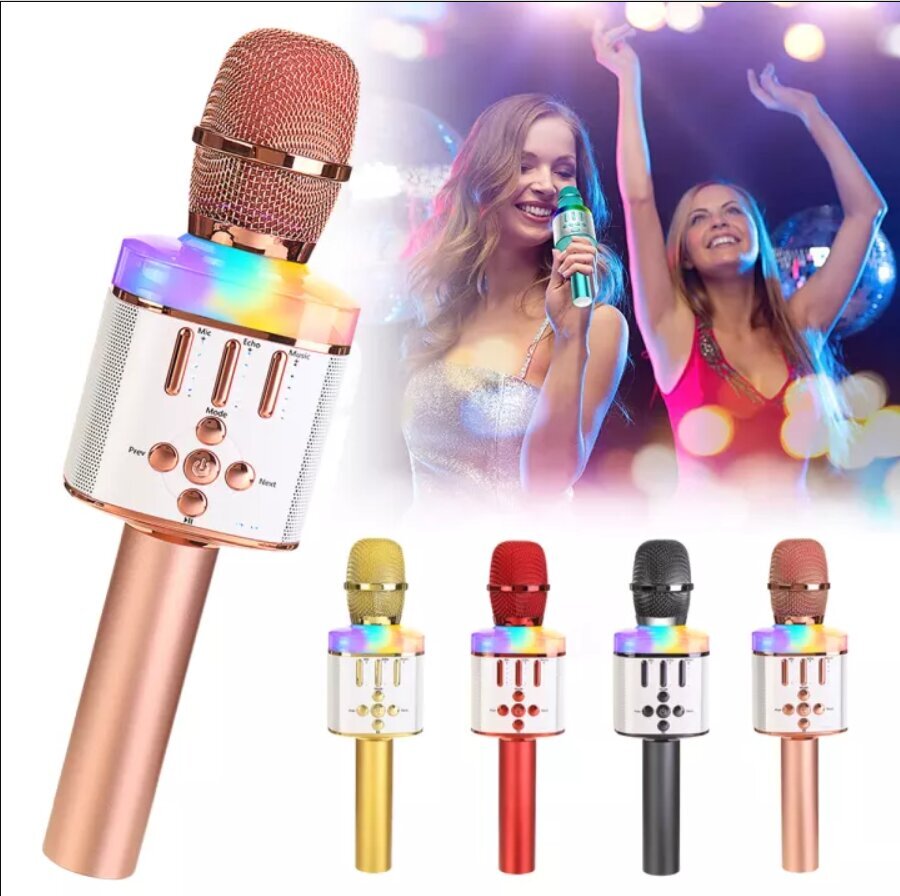 Belaidis Bluetooth Karaoke mikrofonas Q136 Su šviesos efektais kaina ir informacija | Mikrofonai | pigu.lt