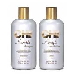 Rinkinys CHI Keratin: šampūnas 355 ml + kondicionierius 355 ml kaina ir informacija | Šampūnai | pigu.lt
