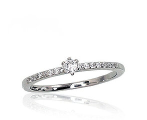 Серебряное кольцо с цирконием - размер #17 цена и информация | Кольцо | pigu.lt