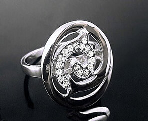 Sidabrinis žiedas su cirkonio oksidu - #19 dydis kaina ir informacija | Žiedai | pigu.lt
