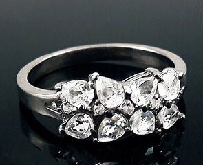 Серебряное кольцо с цирконием - размер #19 цена и информация | Кольцо | pigu.lt