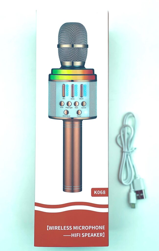 Belaidis Bluetooth Karaoke mikrofonas K068 Su šviesos efektais kaina ir informacija | Mikrofonai | pigu.lt