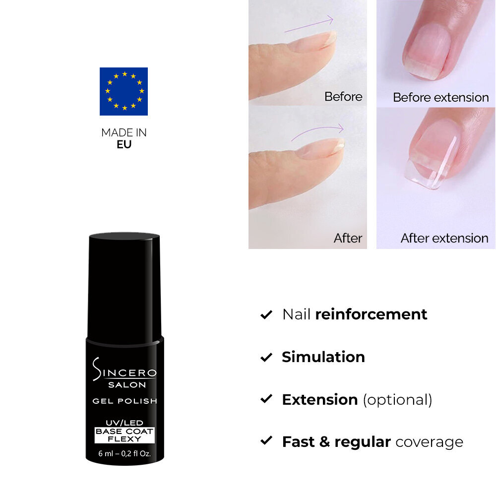 Rinkinys Sincero Salon Base coat Flexy 6 ml + Top coat No wipe 6 ml kaina ir informacija | Nagų lakai, stiprintojai | pigu.lt