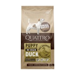 Quattro Small Breed Puppy & Mother care sausas begrūdis maistas mažų veislių šunims su antiena, 1,5kg kaina ir informacija | Sausas maistas šunims | pigu.lt