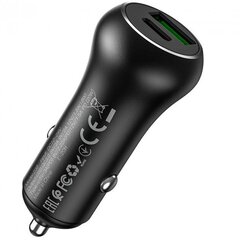 Автомобильная зарядка, Адаптер автомобильный HOCO Resolute car charger Z38 | USB / Type-C, QC/PD, 3A, 38W, black цена и информация | Зарядные устройства для телефонов | pigu.lt