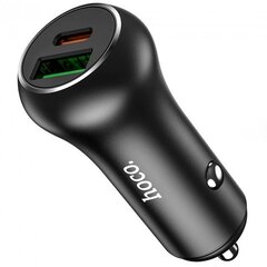 Автомобильная зарядка, Адаптер автомобильный HOCO Resolute car charger Z38 | USB / Type-C, QC/PD, 3A, 38W, black цена и информация | Зарядные устройства для телефонов | pigu.lt