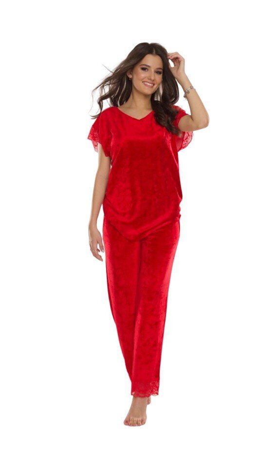 Bambukinė pižama De Lafense 631 Milagros, raudona kaina ir informacija | Naktiniai, pižamos moterims | pigu.lt