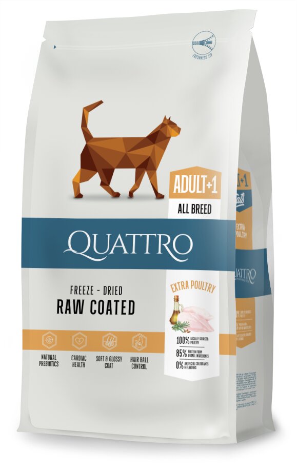 QUATTRO Super Premium sausas maistas suaugusioms katėms su daug  paukštienos, 7kg kaina | pigu.lt