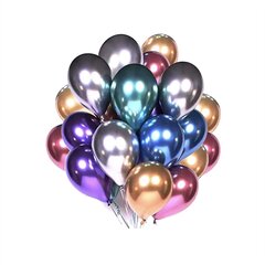 Chrominiai balionai, įvairių spalvų, 30 cm, 10 vnt. kaina ir informacija | Balionai | pigu.lt