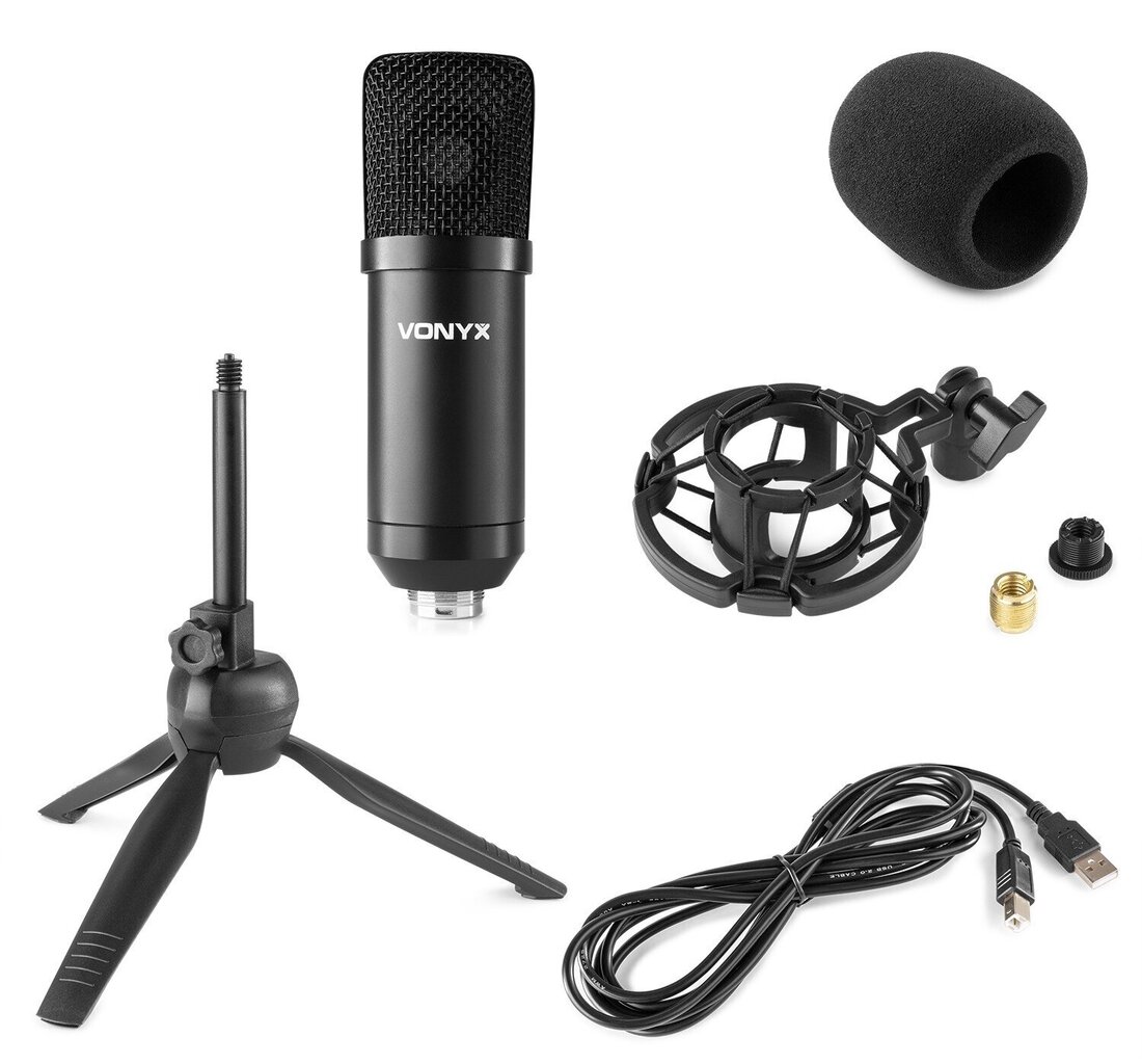 Vonyx CM300B studijinis mikrofonas USB juodas kaina ir informacija | Mikrofonai | pigu.lt