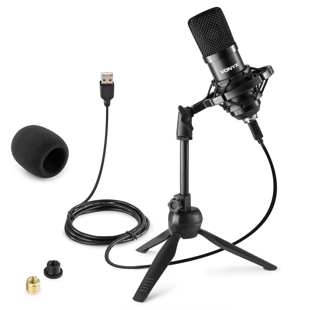 Vonyx CM300B studijinis mikrofonas USB juodas kaina ir informacija | Mikrofonai | pigu.lt