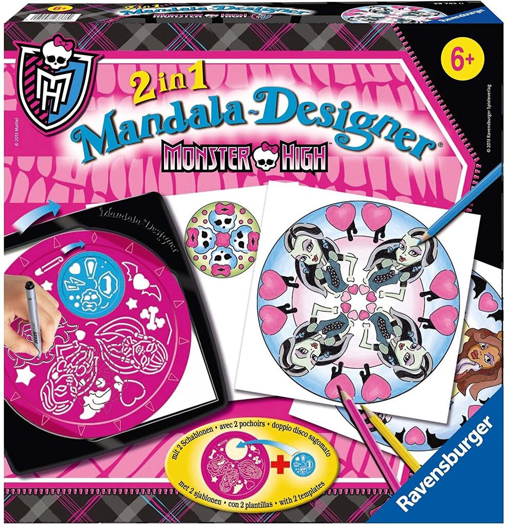 Mandala-Designer 2 in 1 Monster High, Ravensburger Li R29745 kaina ir informacija | Piešimo, tapybos, lipdymo reikmenys | pigu.lt