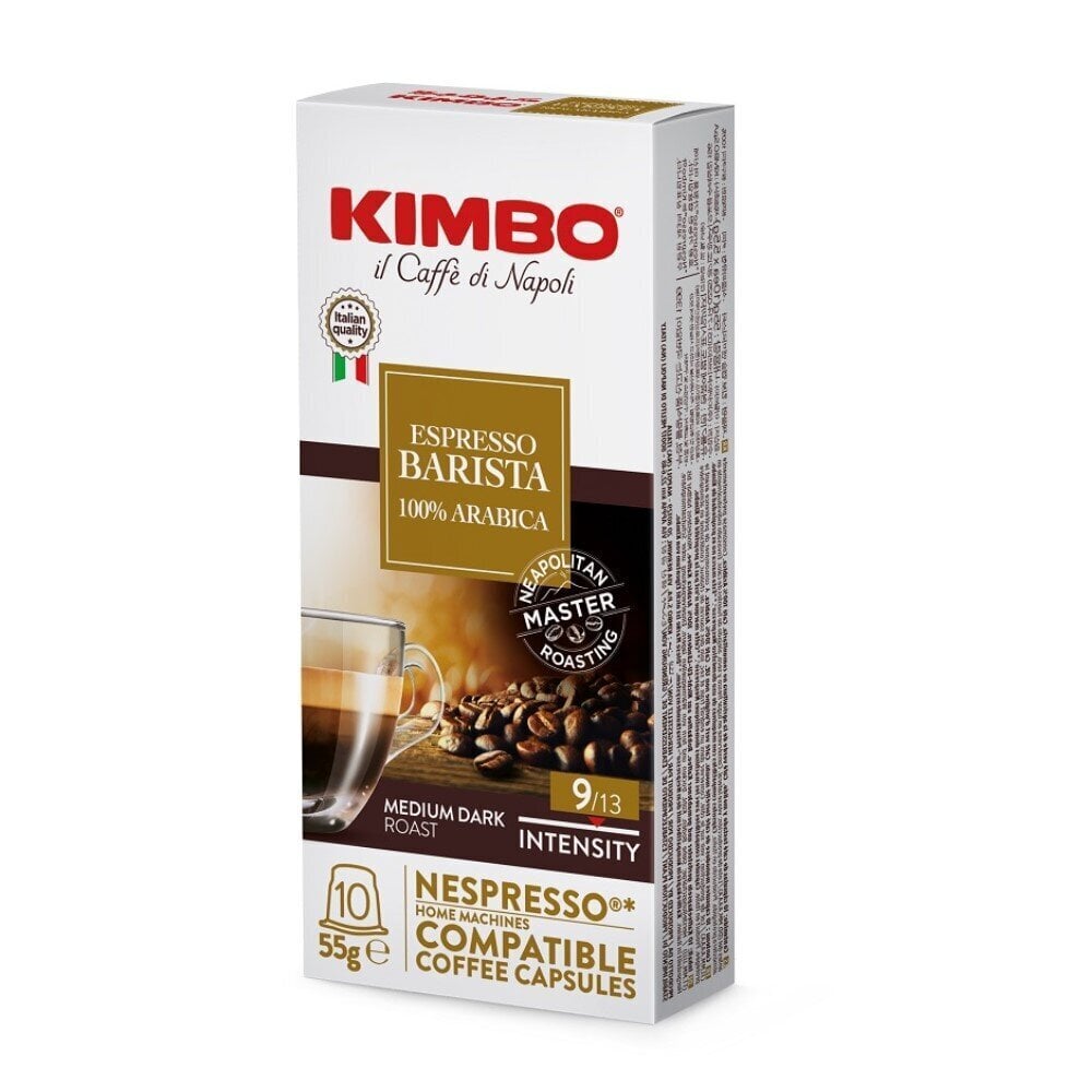 Kavos kapsulės Kimbo Espresso Barista, tinkančios Nespresso kavos aparatams, 10 vnt. kaina ir informacija | Kava, kakava | pigu.lt