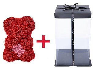 Meškiukas iš rožių dovanų dėžutėje Rose Bear, raudonas kaina ir informacija | Nenurodyta Dovanos, dekoracijos, gėlės | pigu.lt