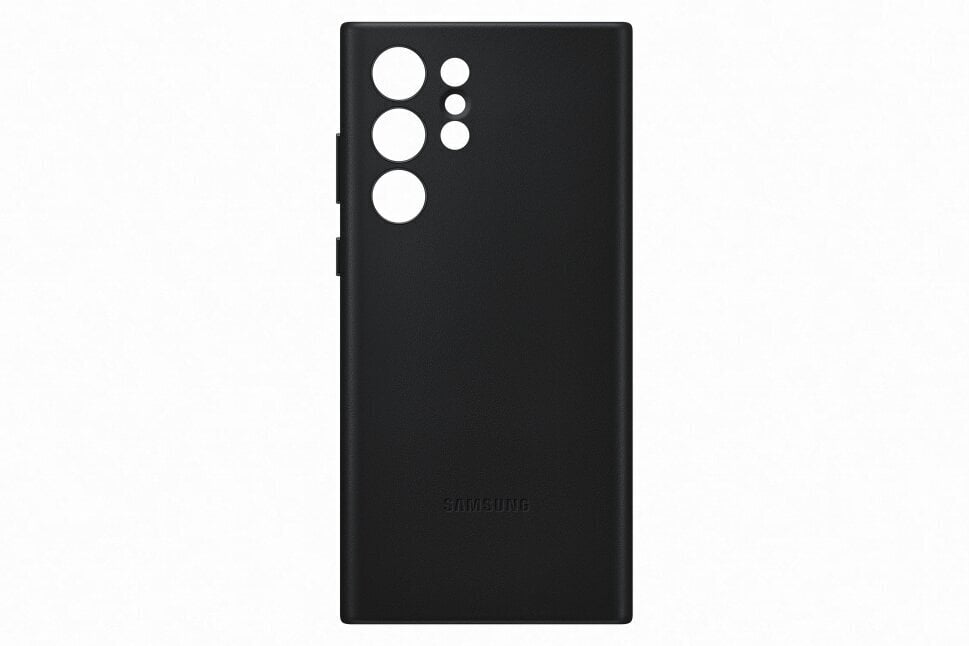 Leather Cover for Samsung Galaxy S22 Ultra, Juodas цена и информация | Telefono dėklai | pigu.lt