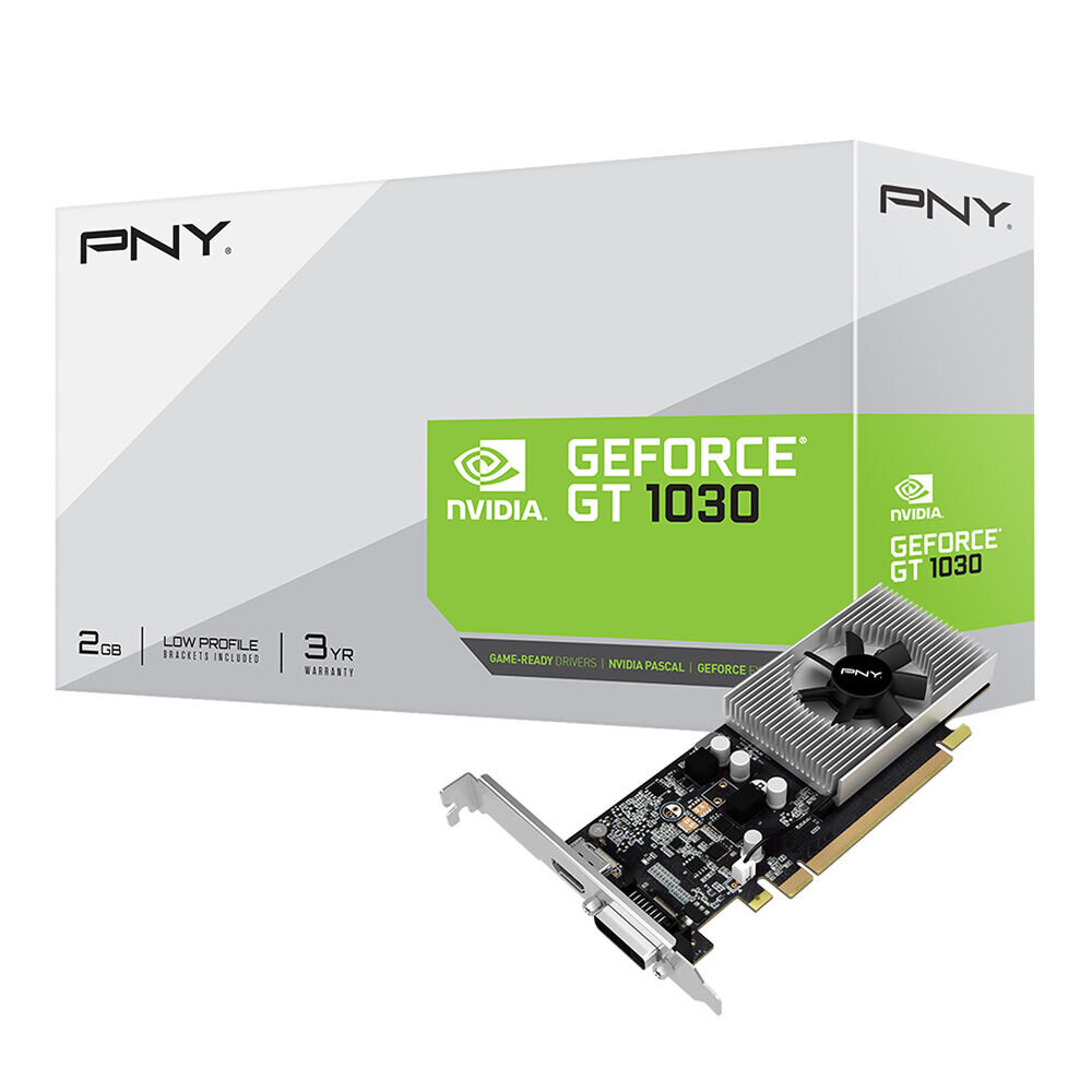 'Žaidimų grafikos plokštė PNY GEFORCE GT 1030 2GB' kaina ir informacija | Vaizdo plokštės (GPU) | pigu.lt