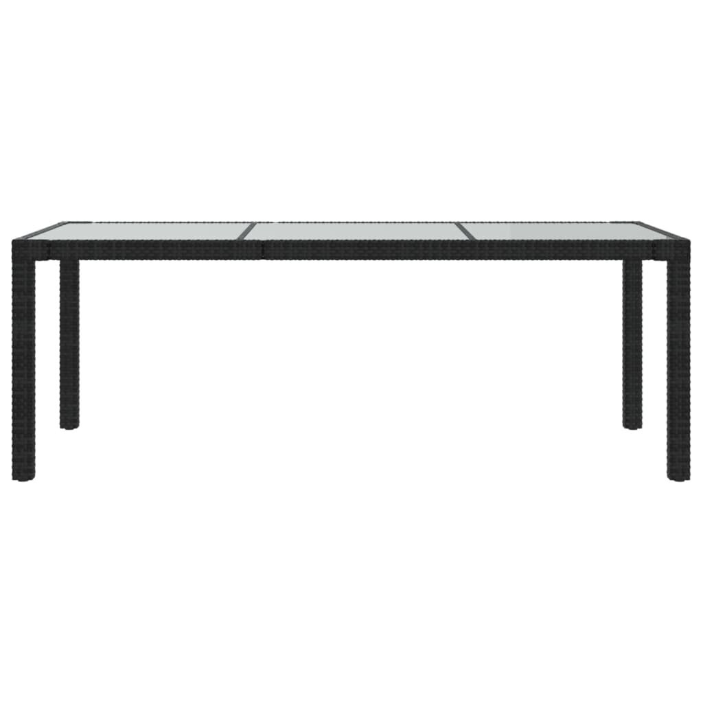 Sodo stalas, juodas, 190x90x75cm, grūdintas stiklas/poliratanas kaina ir informacija | Lauko stalai, staliukai | pigu.lt