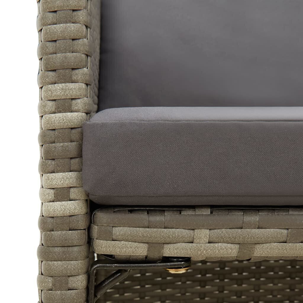 Sodo kėdės su pagalvėlėmis, 4vnt., pilkos spalvos, poliratanas kaina ir informacija | Lauko kėdės, foteliai, pufai | pigu.lt