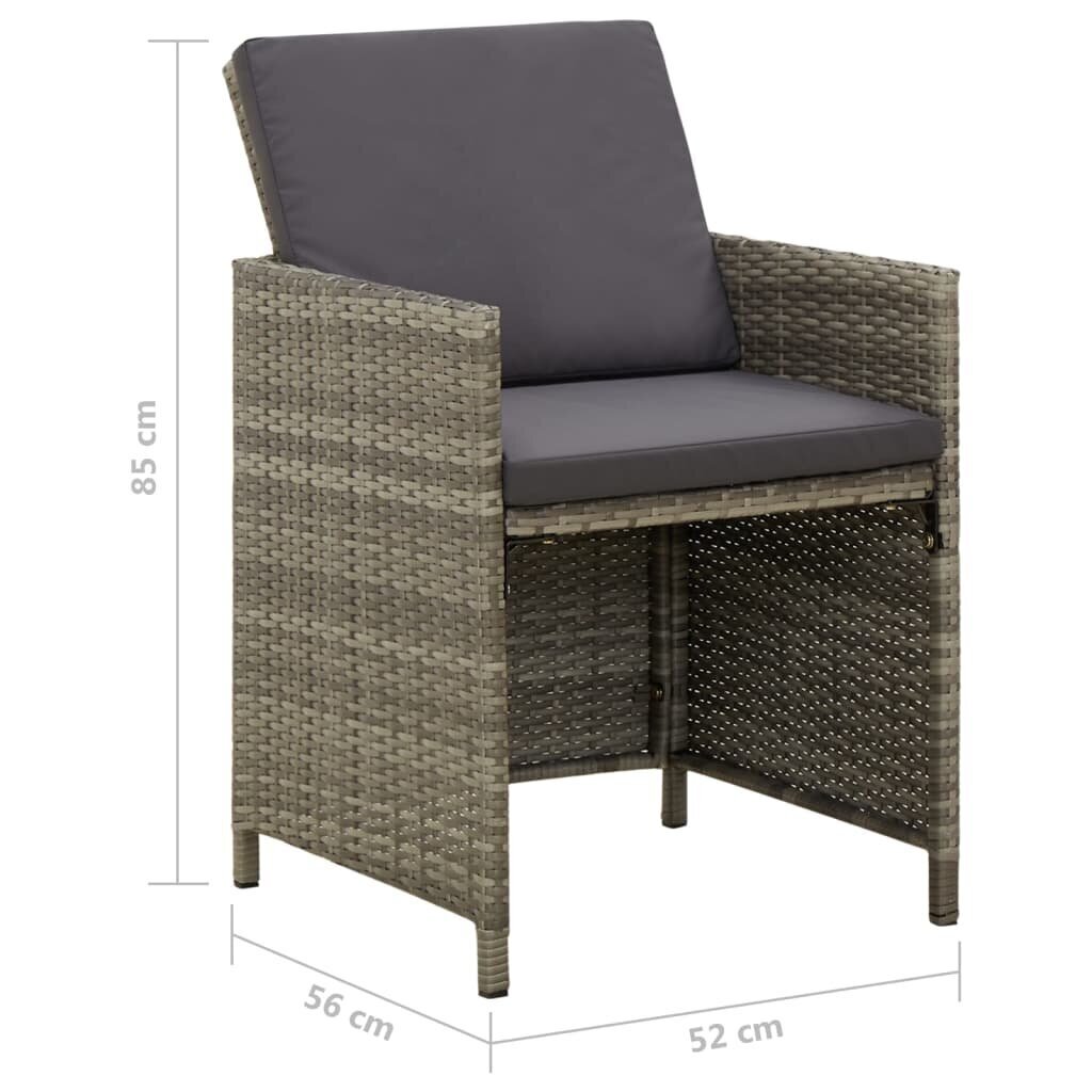 Sodo kėdės su pagalvėlėmis, 4vnt., pilkos spalvos, poliratanas kaina ir informacija | Lauko kėdės, foteliai, pufai | pigu.lt