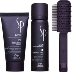 Rinkinys vyrams žiliems plaukams paslėpti Wella Professionals SP Men Gradual Tone: šampūnas 30 ml + dažančios putos 60 ml + šepetys kaina ir informacija | Plaukų dažai | pigu.lt