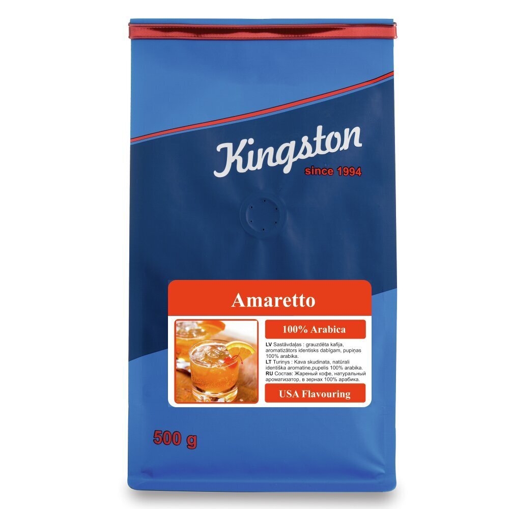 Kingston Amaretto aromatizuotos kavos pupelės, 500 g kaina ir informacija | Kava, kakava | pigu.lt