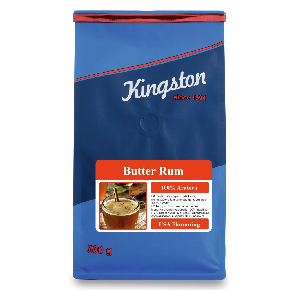 Kingston Butter Rum aromatizuotos kavos pupelės, 500 g kaina ir informacija | Kava, kakava | pigu.lt