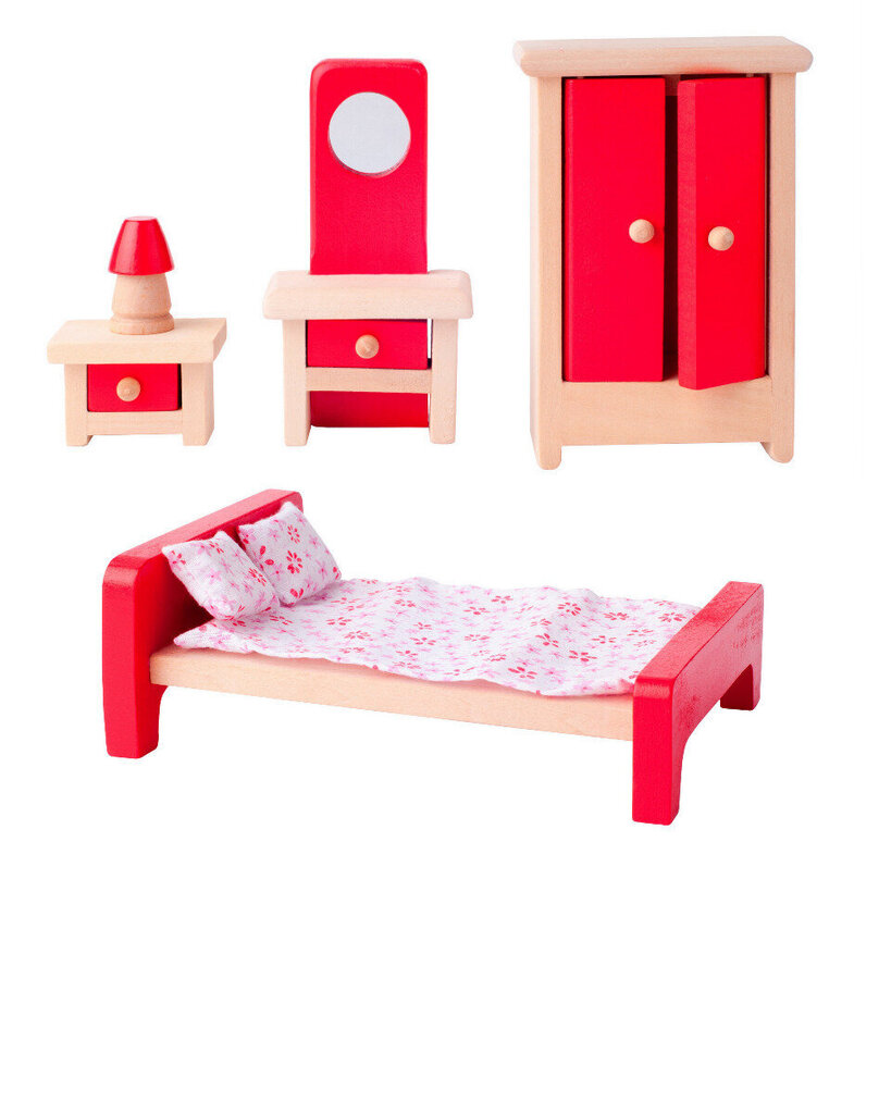 Mediniai lėlių miegamojo baldai Woodyland kaina ir informacija | Žaislai mergaitėms | pigu.lt