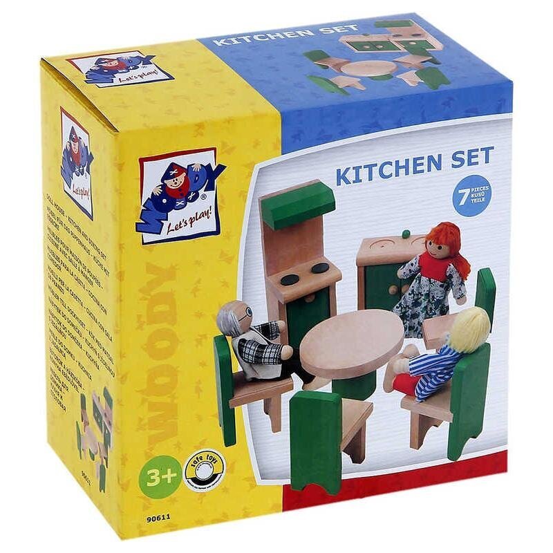 Mediniai lėlės virtuvės baldai Woodyland kaina ir informacija | Žaislai mergaitėms | pigu.lt