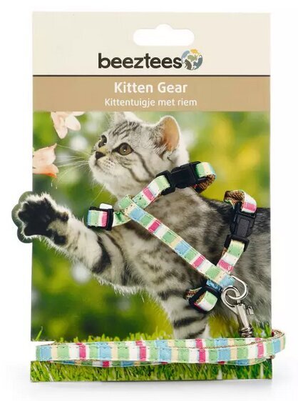 Petnešos kačiukams Beeztees Joy, 15-33x120cm, žalsvos kaina ir informacija | Pavadėliai, antkakliai, petnešos katėms | pigu.lt