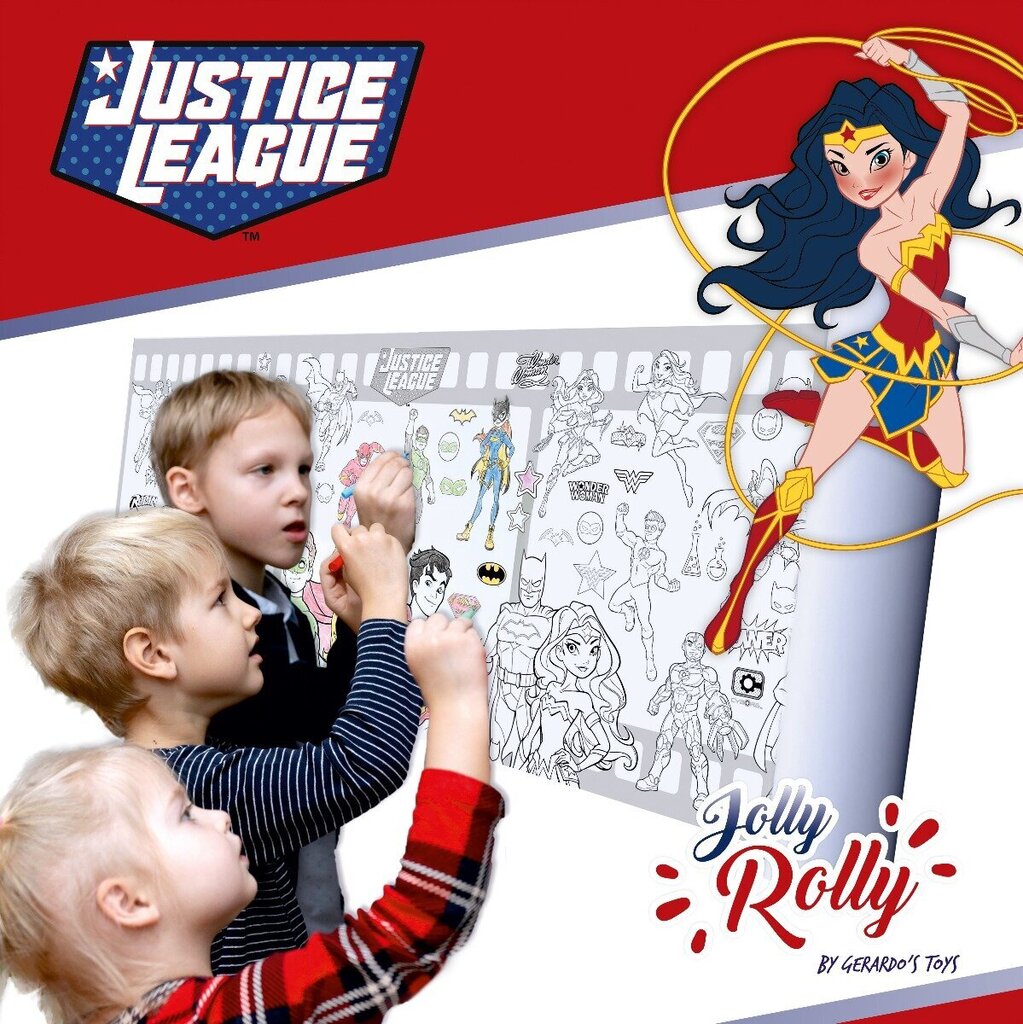 Spalvinimo rinkinys Gerardo's Toys Jolly Rolly, Justice League, lipnus spalvinimo popierius rulone kaina ir informacija | Piešimo, tapybos, lipdymo reikmenys | pigu.lt