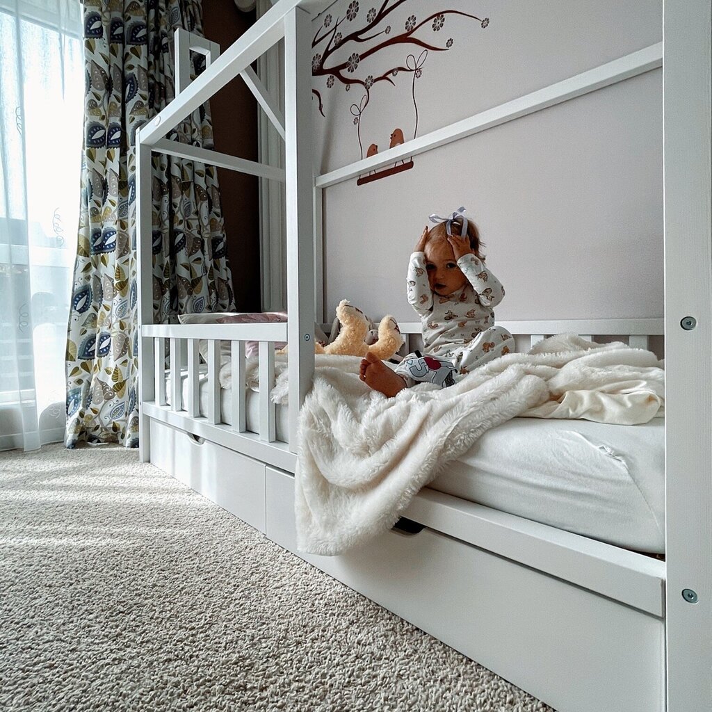 Vaikiška dviaukštė lova, 90 x 180 x 175 cm, balta. Folkland Home kaina ir informacija | Vaikiškos lovos | pigu.lt