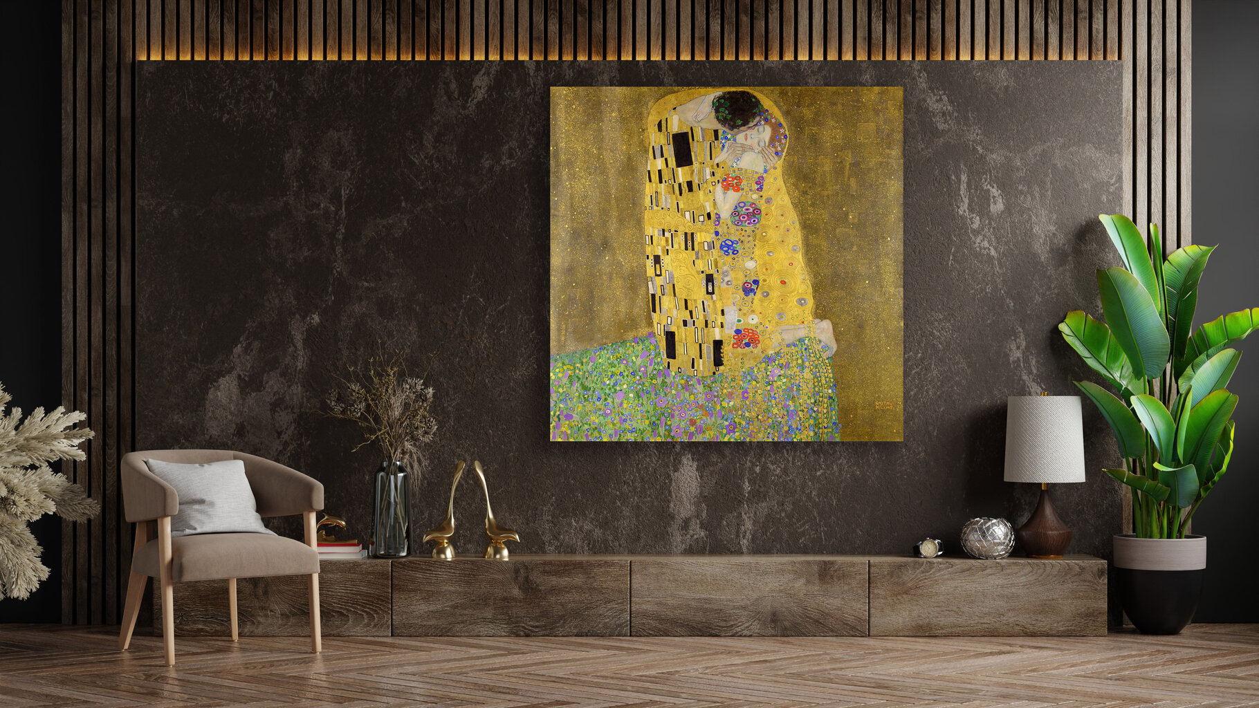 Paveikslas The Kiss, Gustav Klimt, 60x60 cm, Wolf Kult цена и информация | Reprodukcijos, paveikslai | pigu.lt