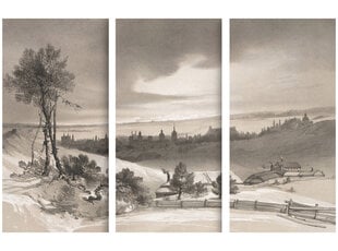 Trijų dalių paveikslas Vilniaus peizažas, 150x100 cm, Wolf Kult kaina ir informacija | Reprodukcijos, paveikslai | pigu.lt