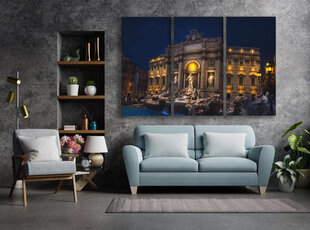 Trijų dalių paveikslas Trevi Fontanas Naktį, 150x100 cm, Wolf Kult kaina ir informacija | Reprodukcijos, paveikslai | pigu.lt