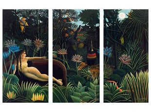 Trijų dalių paveikslas The Dream, Henri Rousseau, 150x100 cm, Wolf Kult kaina ir informacija | Reprodukcijos, paveikslai | pigu.lt