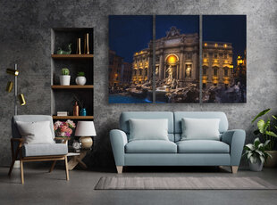 Trijų dalių paveikslas Trevi Fontanas Naktį, 120x80 cm, Wolf Kult kaina ir informacija | Reprodukcijos, paveikslai | pigu.lt