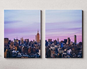 Dviejų dalių paveikslas Saulėlydis Niujorke, 140x100 cm, Wolf Kult kaina ir informacija | Reprodukcijos, paveikslai | pigu.lt