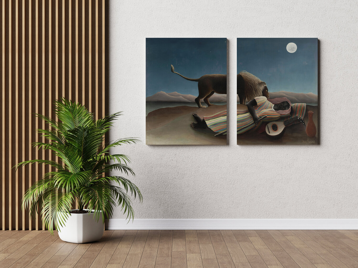 Dviejų dalių paveikslas The Sleeping Gypsy, Henri Rousseau, 140x100 cm, Wolf Kult kaina ir informacija | Reprodukcijos, paveikslai | pigu.lt