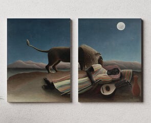 Dviejų dalių paveikslas The Sleeping Gypsy, Henri Rousseau, 140x100 cm, Wolf Kult kaina ir informacija | Reprodukcijos, paveikslai | pigu.lt
