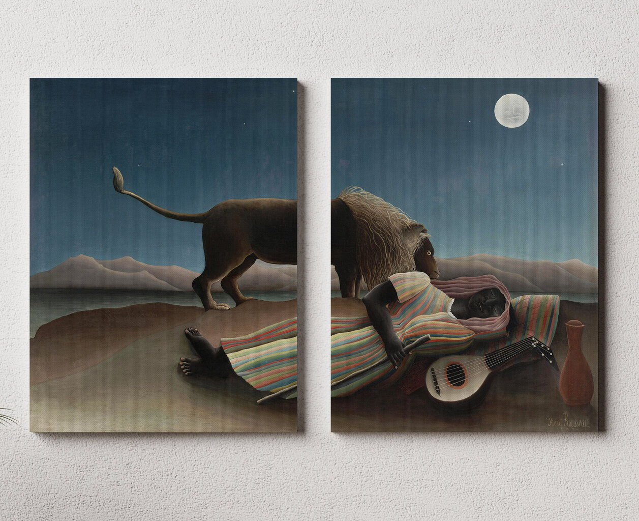 Dviejų dalių paveikslas The Sleeping Gypsy, Henri Rousseau, 140x100 cm, Wolf Kult цена и информация | Reprodukcijos, paveikslai | pigu.lt