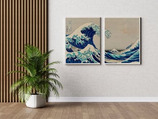 Dviejų dalių paveikslas The Great Wave Of Kanagawa, Katsushika Hokusai, 140x100 cm, Wolf Kult kaina ir informacija | Reprodukcijos, paveikslai | pigu.lt