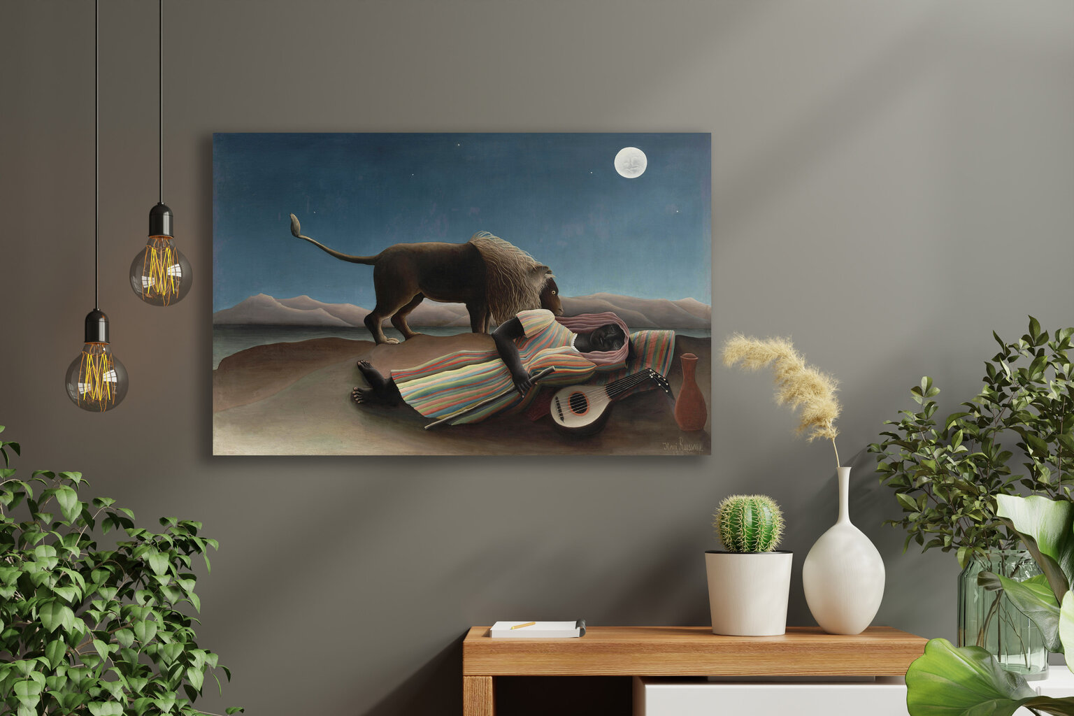 Paveikslas The Sleeping Gypsy, Henri Rousseau, 100x70 cm, Wolf Kult цена и информация | Reprodukcijos, paveikslai | pigu.lt