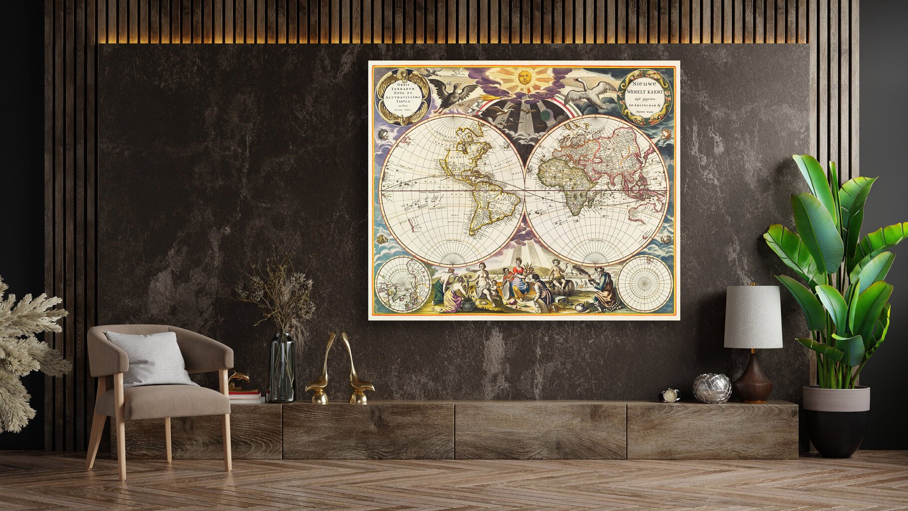 Paveikslas Senojo Pasaulio Žemėlapis 1863, 100x70 cm, Wolf Kult kaina ir informacija | Reprodukcijos, paveikslai | pigu.lt
