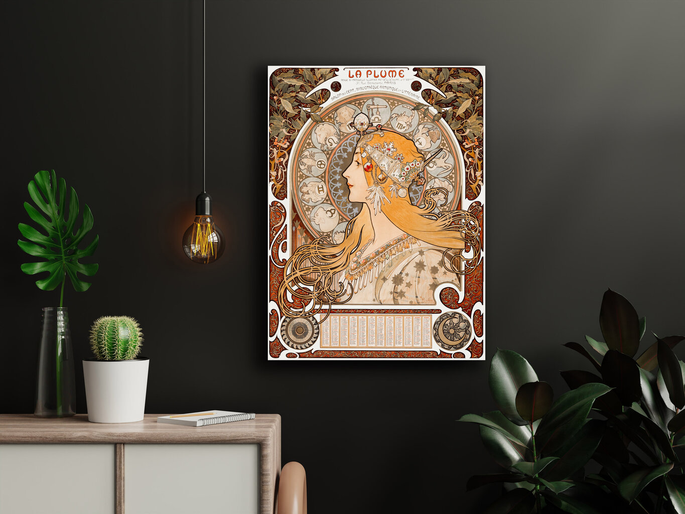 Paveikslas La Plume, Alphonse Mucha, 40x60 cm, Wolf Kult kaina ir informacija | Reprodukcijos, paveikslai | pigu.lt