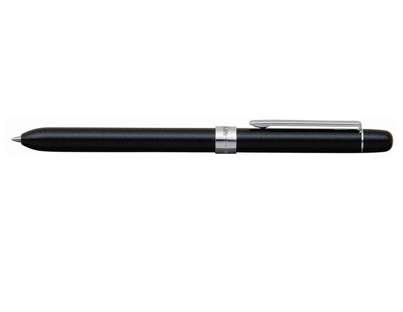PENAC SLIM daugiafunkcinis rašiklis su mechaniniu pieštuku, juodas + chromuotas korpusas