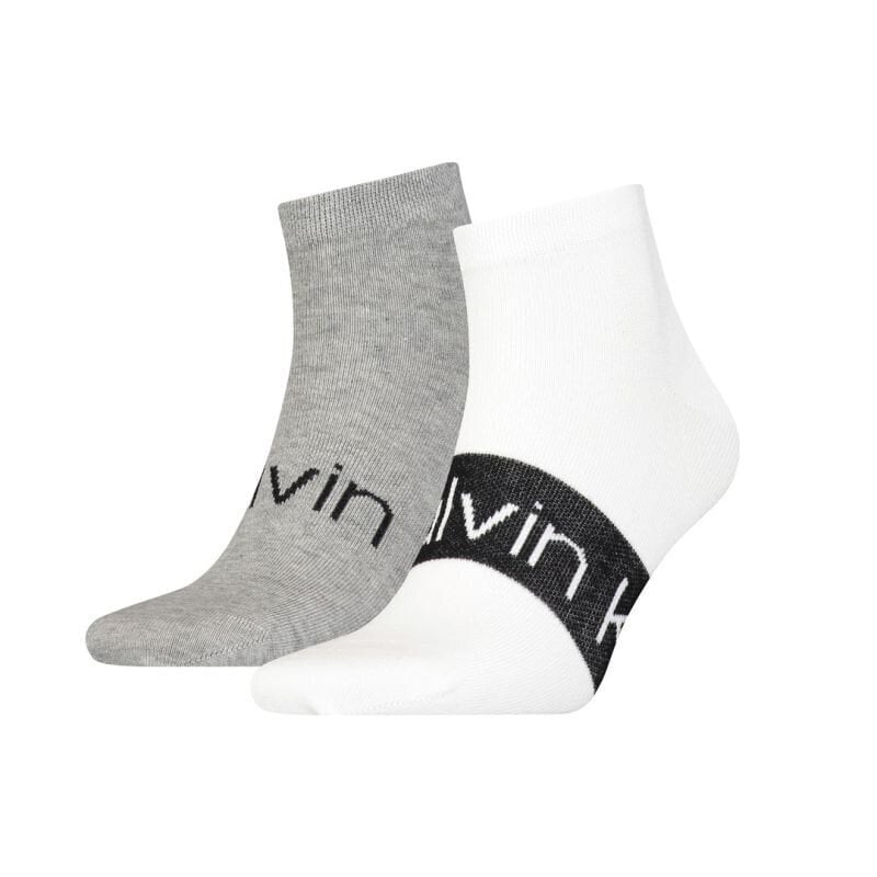 Vyriškos kojinės Calvin Klein Sneaker 2P Logo Ribb, 2 poros, pilka/balta kaina ir informacija | Vyriškos kojinės | pigu.lt