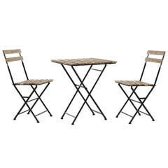Stalo su kėdėmis komplektas DKD Home Decor, rudas/juodas kaina ir informacija | Lauko baldų komplektai | pigu.lt